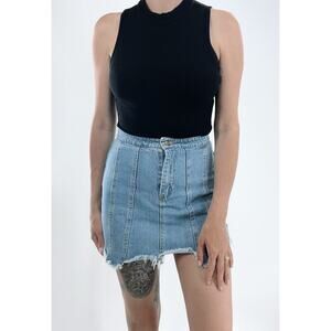 Honey Punch Denim Distressed Mini Skirt Size Small